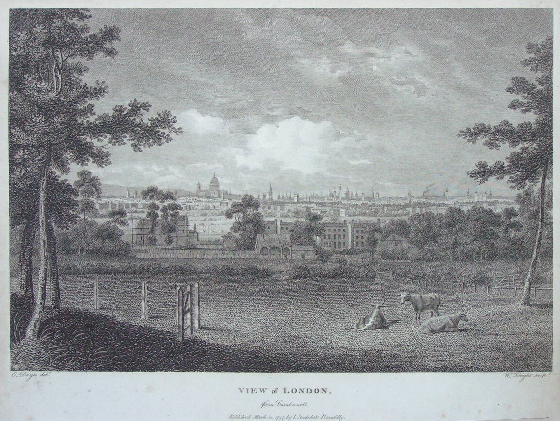 Print - View of London from Camberwell. - Knight